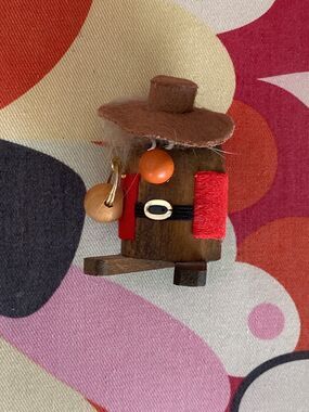 Rare Vintage Wood Viking Cowboy Gnome Figurine